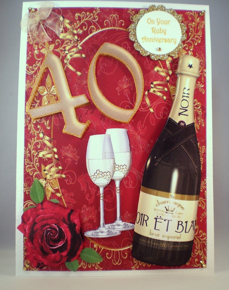 Handmade Ruby Anniversary Card
