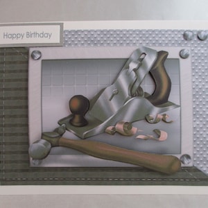 Carte d'anniversaire 3D pour homme faite main, menuisier, menuisier, bricolage, personnalisation