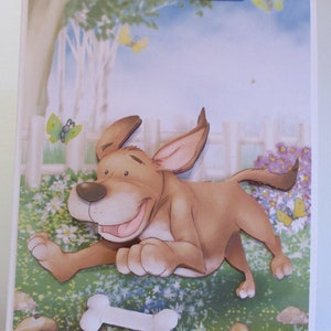 Handmade 3D Brown Cartoon Dog Greeting Card, birthday ,any occasion.Personalise