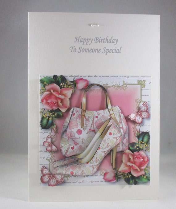 Decoupage3d Handbag Shoes Birthday Card Paris Chic Etsy