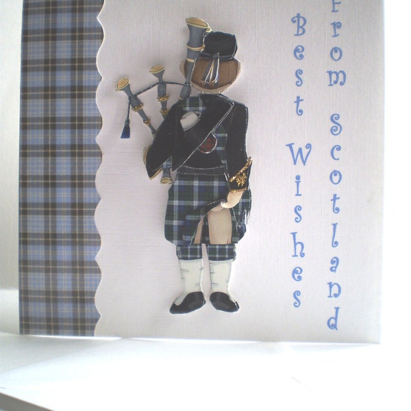 Decoupage Humorous Scottish Piper Greetings Card