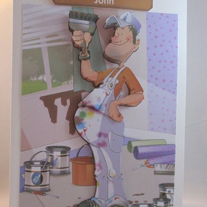 Peintre 3D fait main, décorateur humoristique pour anniversaire, retraite, carte de voeux de remerciement, découpage, personnalisation