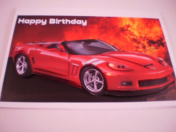 Carte D Anniversaire Anniversaire Voiture De Sport Rouge Etsy