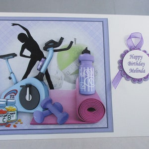 Les femmes gardent la forme, carte d'anniversaire de sport, salle de sport, personnalisation 3D