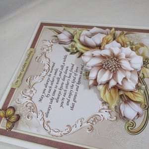 Decoupage,3D Large Golden ,Diamond Wedding Anniversary Card,Flowers, Personalise, Mum and Dad image 5