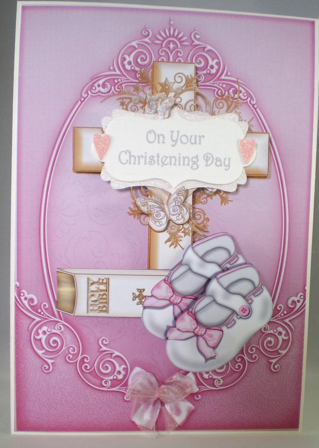 Handmade Christening Card for Girl Decoupage3d Etsy
