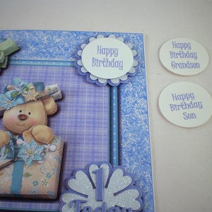 Handmade Childrens Teddy 1st Birthday Card, 3D, Decoupage, Son, Grandson image 4