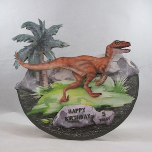 Carte d'anniversaire dinosaure à bascule, 3D, découpage, choix de dinosaures