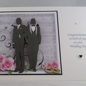 Découpage fait main, carte de mariage 3d pour même sexe, homme, mariés, M. et M., gay, silhouette, personnaliser
