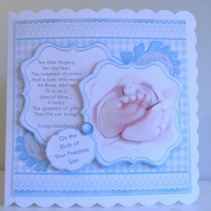 Découpage fait main, carte de voeux 3D pour bébé garçon, personnalisation des orteils de bébé, fils, petit-fils
