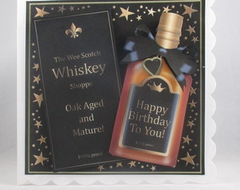 Birthday Whiskey 3D Greeting Card, wee dram, Personalise