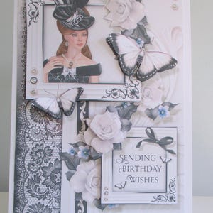 Fait main 3D à la mode, fille moderne, carte d'anniversaire, à personnaliser, 16e, 18e, 21e