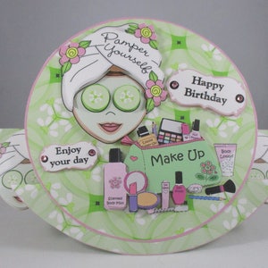 Carte à bascule d'anniversaire féminine pour femme, 3D, à personnaliser, fait main