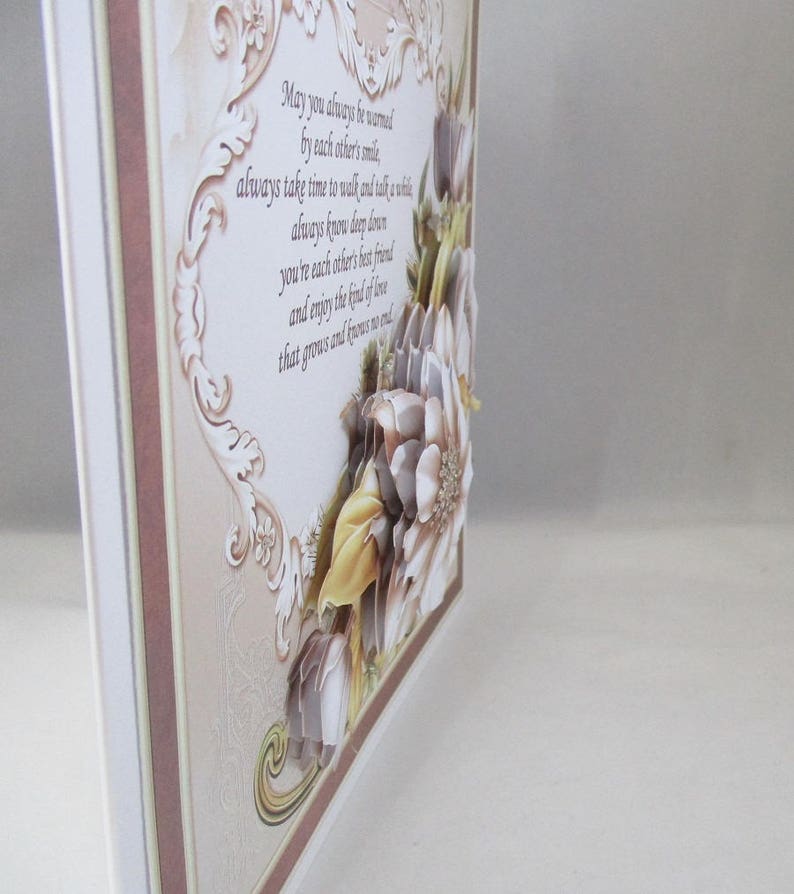 Decoupage,3D Large Golden ,Diamond Wedding Anniversary Card,Flowers, Personalise, Mum and Dad image 4