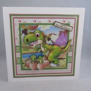 Carte d'anniversaire 3D dinosaure, faite main, découpage, à personnaliser