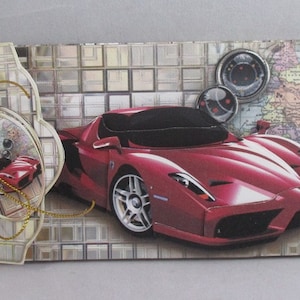 Porte-monnaie 3D fait main, enveloppe, voiture de sport rouge