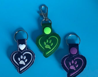 Key Fob - Paw Print Heart