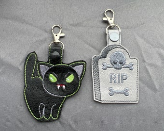 Key Fob - Halloween Fun! Vampire Kitty, Headstone, Zombie Warn, Mummy, Vampire Pumpkin, Jack-o-Cat