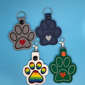 Key Fob-Large Paw Print with Heart