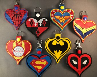 Heart Key Fob - Comic Heroes, Villains, Heroines, and Villainesses