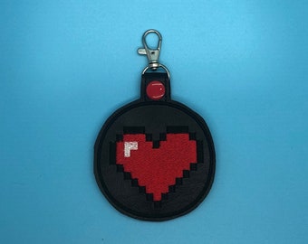 Key Fob - 8 bit Extra Life Heart