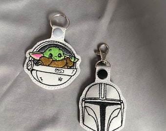 Key Fob - Mandalorian & Green Baby Inspired Keychain