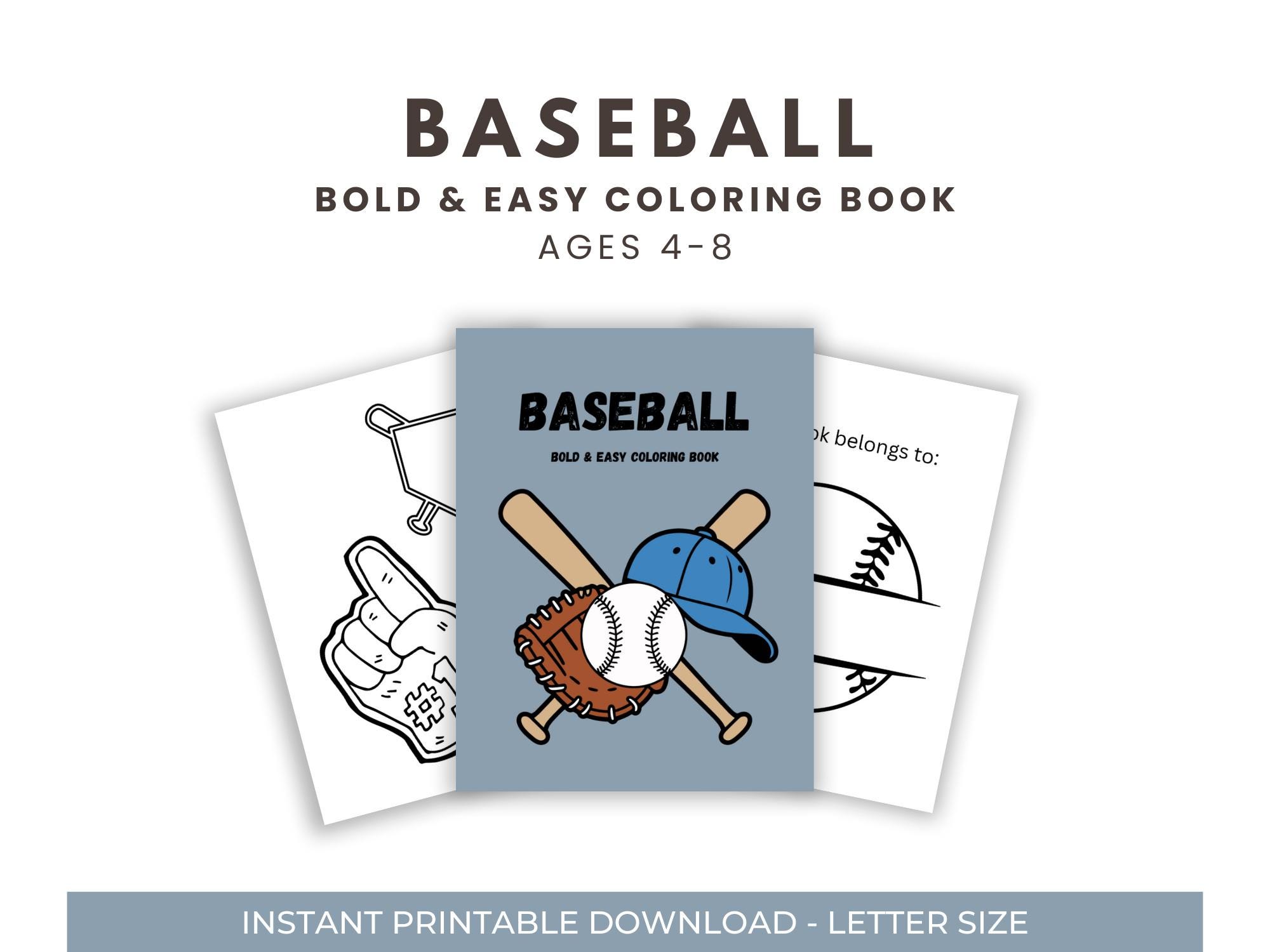 Baseball Coloring Book for Kids Bold & Easy Printable PDF 20 Unique…