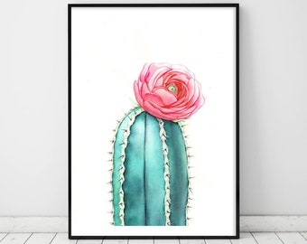 Cactus Print, Watercolor Cactus Painting, Succulent Print, Cactus Decor, Succulent Art, Minimalist Modern Print