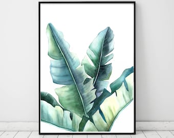 Banana Leaf Print,Tropical Leaves Print, Minimalist Decor, Banana Leaf Poster, Green Home Decor, Tropical Wall Art, Palm Plant Wall Decor