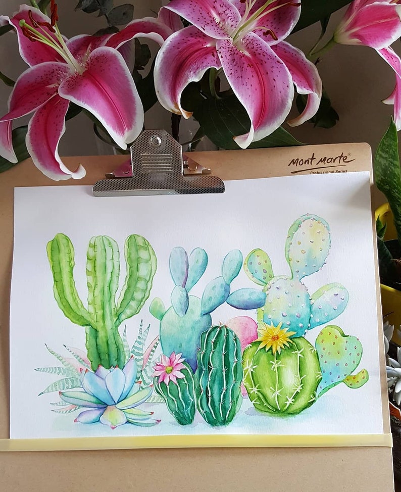 Cactus Print Cactus Wall Art Watercolor Cactus Print Art Print Green Plant Watercolor Painting