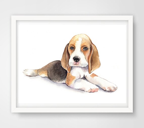Watercolor Dog Print Beagle Puppy Print Nursery Wall Art Etsy