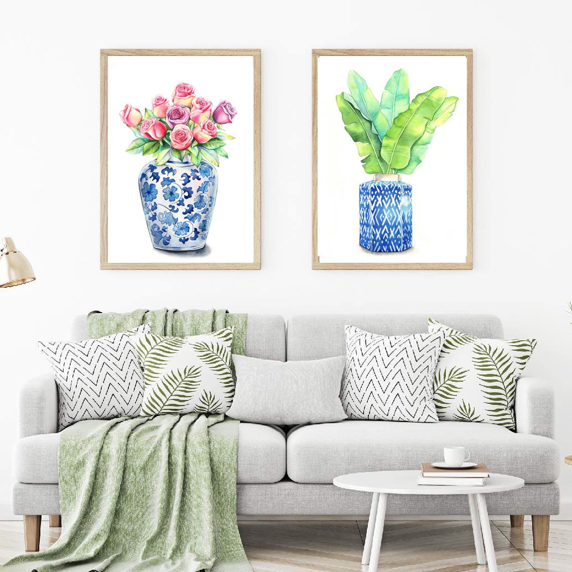 Blue and White Chinese Vase Watercolor Set Set of 2 Prints - Etsy Canada