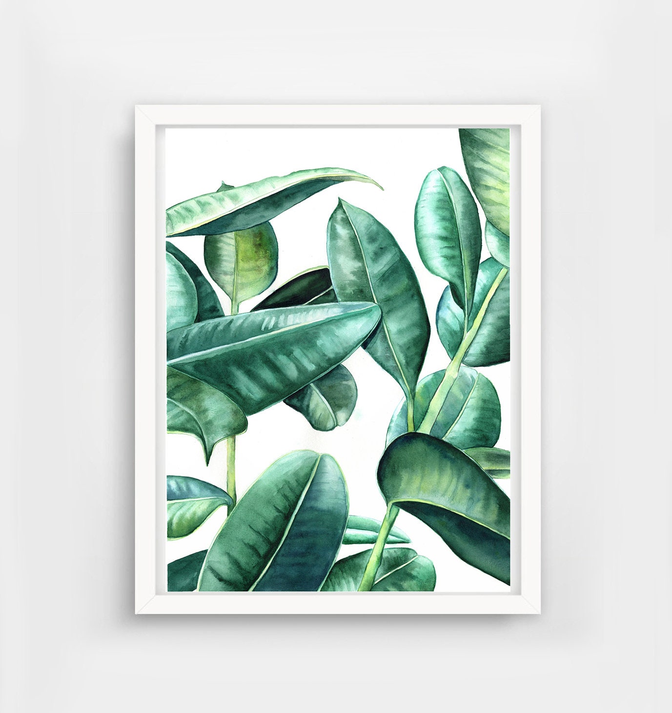 Set of 2 Botanical Print Watercolor Leaf Print Palm Leaves | Etsy