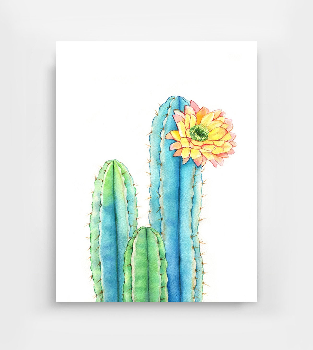 Art & Collectibles Prints Succulent watercolor wall art Cactus