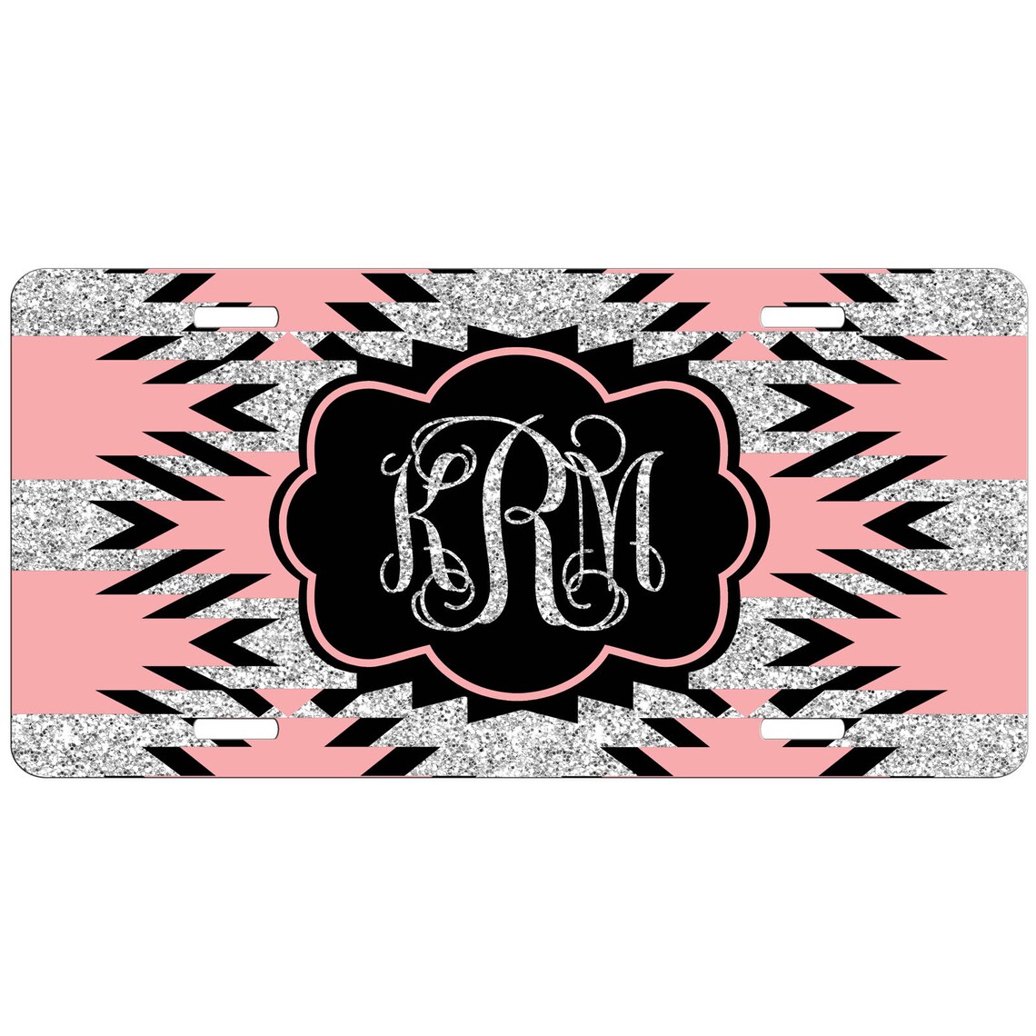 Front License Plate Aztec License Plate Pink Monogram Etsy