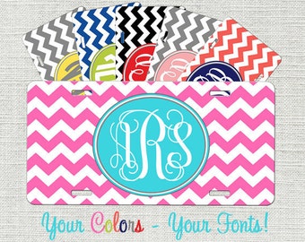 Personalized Monogrammed License Plate Car Tag, Monogram License Plate Car Tag, Personalized License Plate - Thick Chevrons - You Create It