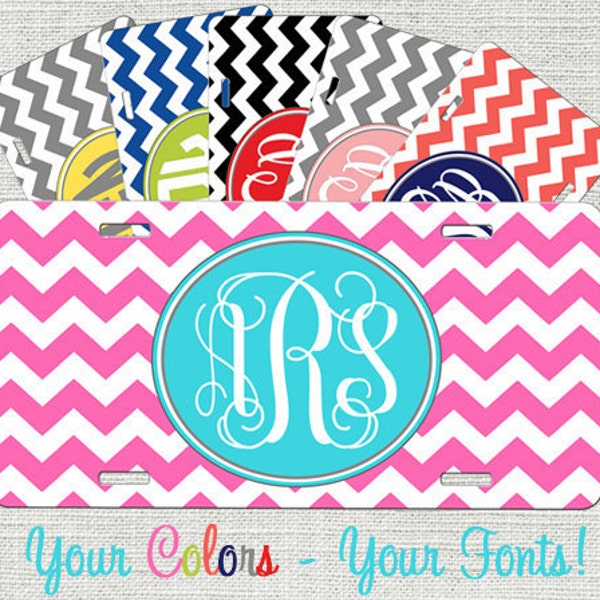 Personalized Monogrammed License Plate Car Tag, Monogram License Plate Car Tag, Personalized License Plate - Thick Chevrons - You Create It