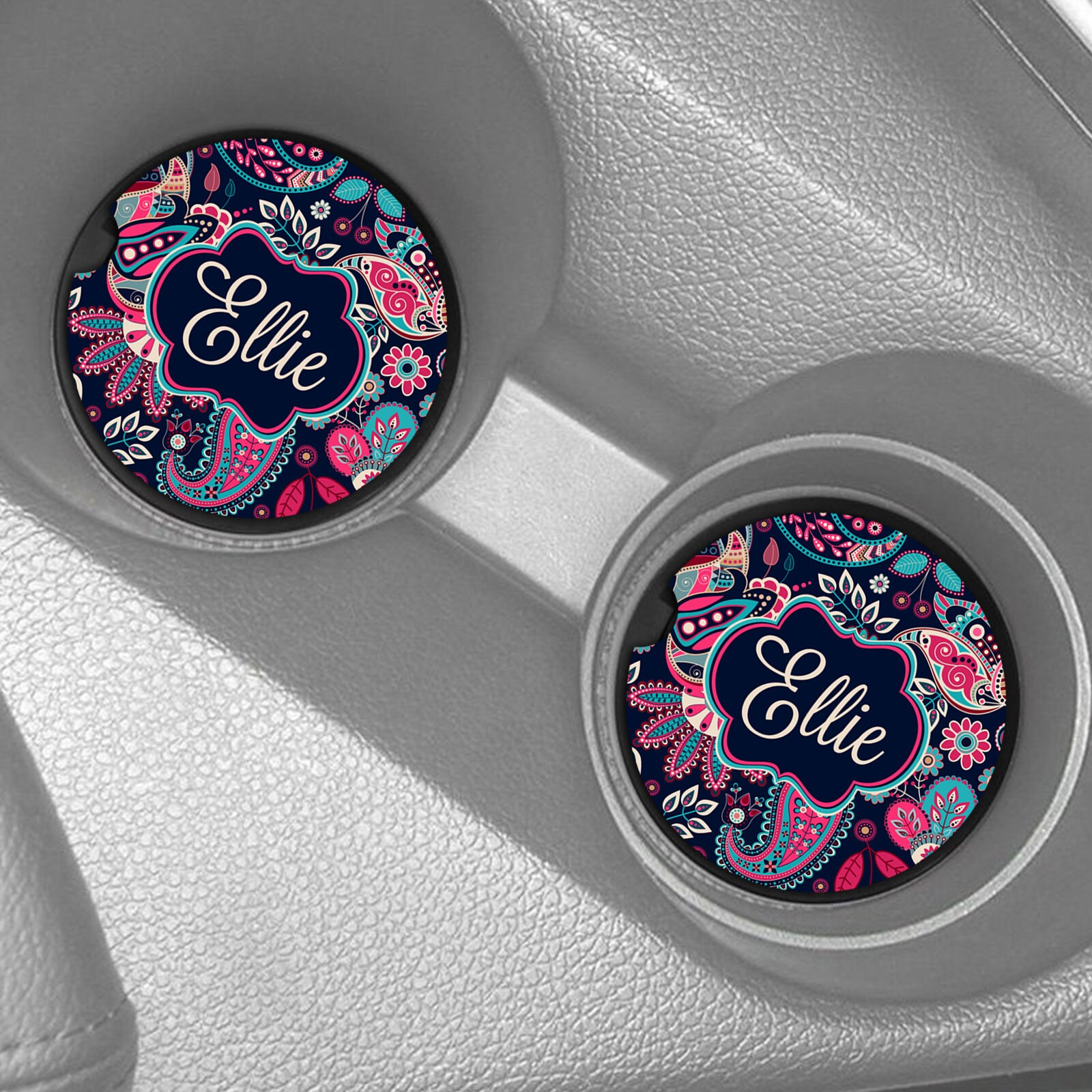 Monogram Car Coasters, Personalized Car Cup Holder Coasters 