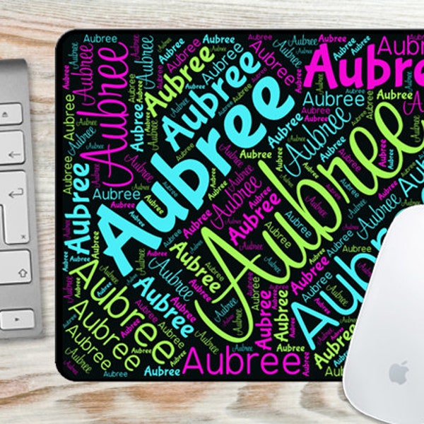 Personalized Mouse Pad Name All Over Word Cloud - Personalized Mousepad - Desk Accessory Gift 7075R