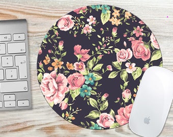 Mouse Pad Floral Roses Flowers, Custom Mouse Pad, Round Mouse Pad, Rectangle MousePad, Circle Mouse Pad, Floral, Roses, Flowers, 7024