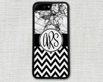 Marble Chevrons iPhone 7 Case, Monogrammed iPhone 7 Plus Case Monogram 1292