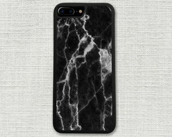 Black Marble iPhone 7 Case, Custom iPhone 7 Plus Case, Marbled 1197