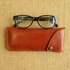 Leather glasses case, sunglass and reading glasses sleeve, eyewear holder, handmade cover image 1