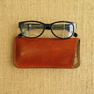 Leather glasses case, sunglass and reading glasses case, eyewear sleeve, handmade cover zdjęcie 1