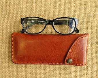 Funda de gafas de cuero, estuche de gafas de sol o gafas de leer de piel, hecho a mano