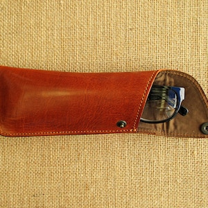 Leather glasses case, sunglass and reading glasses sleeve, eyewear holder, handmade cover image 2