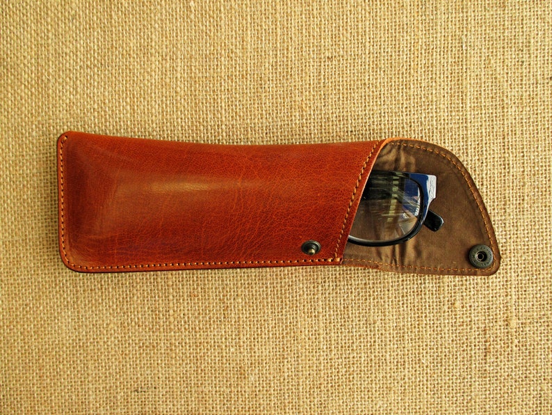 Leather glasses case, sunglass and reading glasses sleeve, eyewear holder, handmade cover image 2
