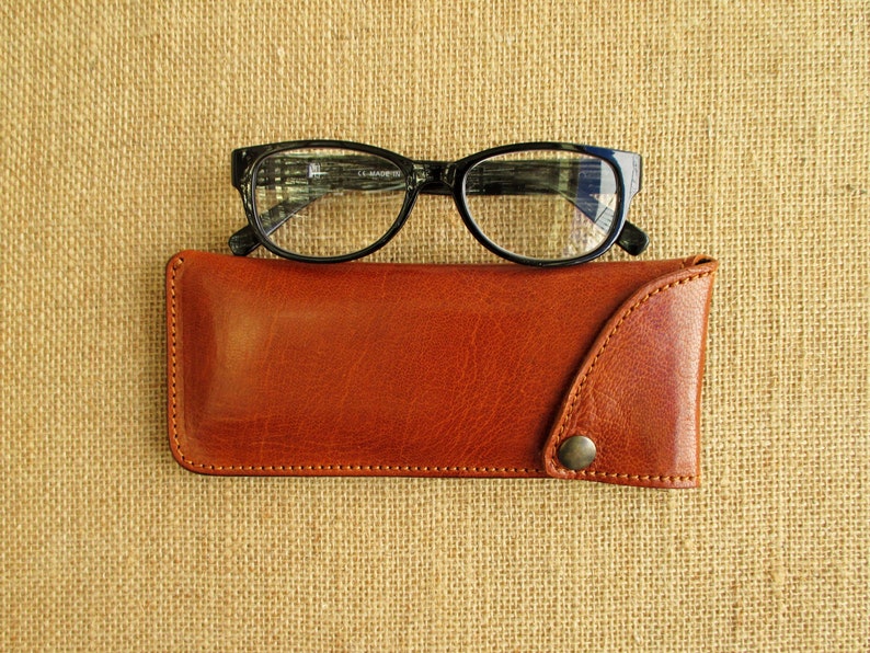 Leather glasses case, sunglass and reading glasses sleeve, eyewear holder, handmade cover image 1