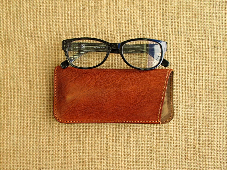 Leather glasses case, sunglass and reading glasses case, eyewear sleeve, handmade cover zdjęcie 1