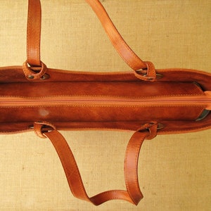 leather Tote bag, zippered carry all, large shoulder bag, handmade women bag, shopper bag image 4
